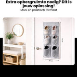 Schoenenkast Hangend - Schoenenzak 6 vakken - Opbergen van Schoenen aan Deur - Schoenenzak Grijs - Oplossing voor rondslingerende schoenen - Hoogwaardige Schoenenkast