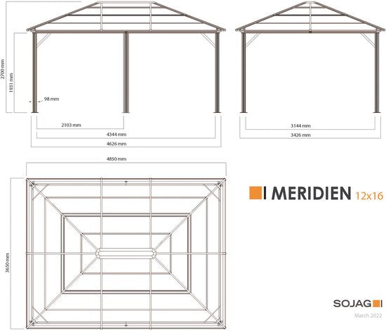 Sojag - SJ07600 - Paviljoen - Pergola - Partytent - 277 x 363 x 493 cm