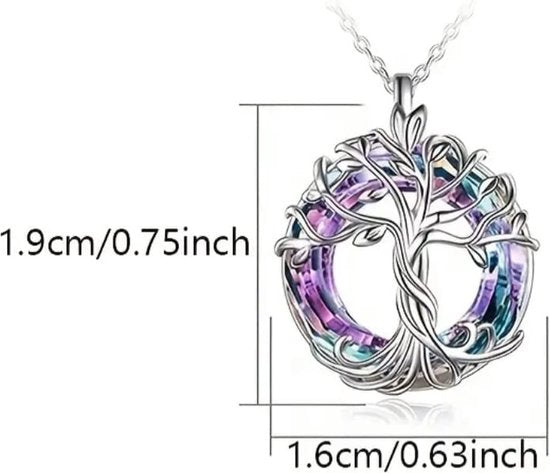 Levensboom met paarse steen - Ketting met hanger levensboom - Keltische boom - Cadeau - Verjaardag - Vaderdag - Moederdag