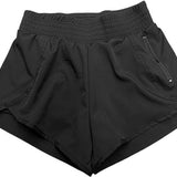 SparkNine Zipease short dames - dubbellaags - met zak - ritssluiting - korte sportbroek - XL - zwart - elastische taille - sneldrogend - functioneel & comfortabel