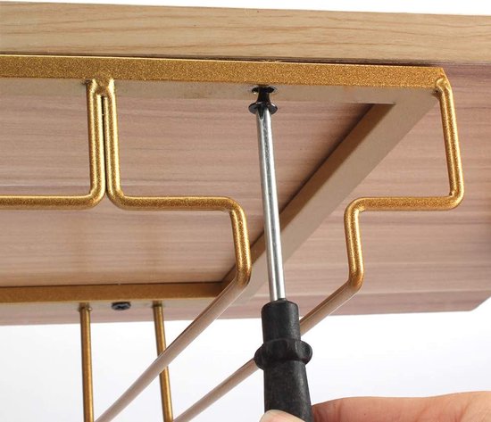 Ophangrek Wijnglazen - Goud - 18 glazen - 6 Rijen - Wijnglazenhouder - Ophangrek Wijnglazen - Wijnrek - Ophangrek - Glazenrek - Wijn Glas Rek - Wijnglas Houder - Wijnglazenhouder - Wijnglazen organizer - Glasophangrek - Wijnglas Rek