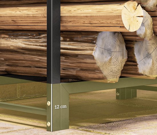 Haardhoutrek 123 cm Tot 200 kg - Houtopslag Staal - Zwart