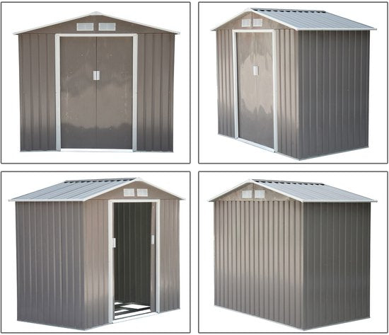 4goodz Gereedschapsschuur Metaal 127x213x185 cm - Grijs