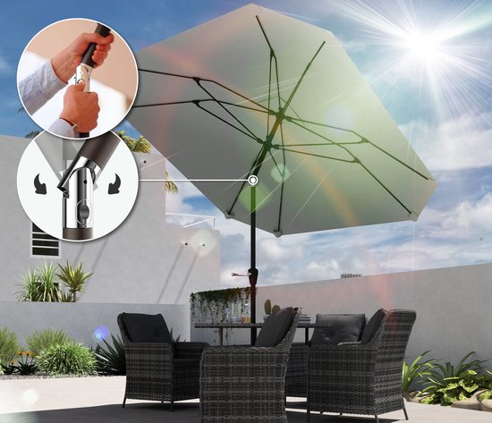 Parasol 233cm Vierkant Kantelbaar - Aluminium buis, Glasvezel