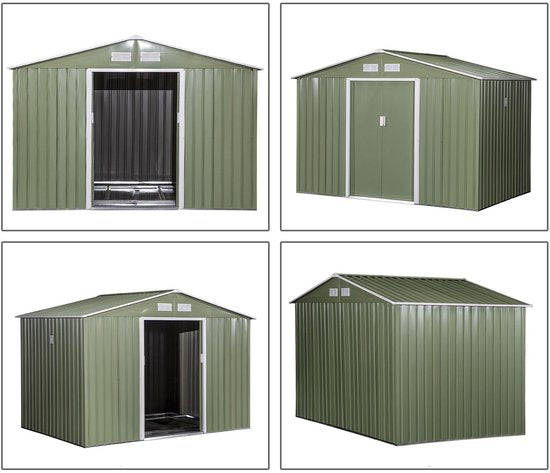 4goodz Gereedschapsschuur Gepoedercoat Metaal 277x195x192 cm - Groen