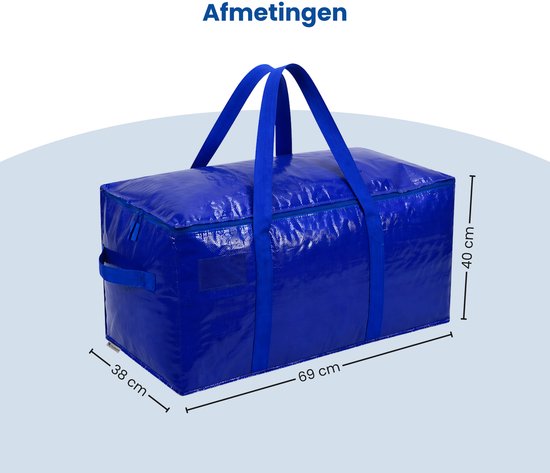 Opbergtassen XL - Blauw - 4 Stuks - 92 Liter - Verhuistassen - Big Shopper - Waterdicht - Opbergzak met Handvat