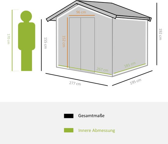 Tuinhuis Gereedschapsschuur 2 schuifdeuren met Bodemframe