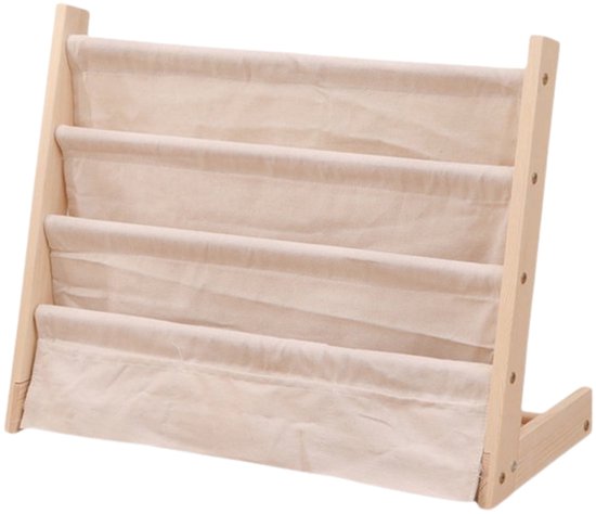 Kinderboekenkast - Bruin - Hout met Linnen - Kinderboekenrek - Boekenrek Kinderkamer