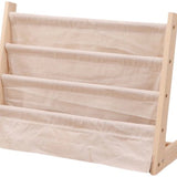 Kinderboekenkast - Bruin - Hout met Linnen - Kinderboekenrek - Boekenrek Kinderkamer