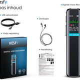 Vesfy Afluisterapparatuur met MP3 Speler - USB Oplaadbaar - 64GB - Incl. Oordopjes - Dictafoon - Voice Recorder - Spy