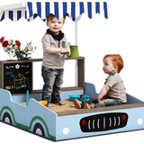 4goodz Zandbak met zitbank, tafel en zonnedak 104x90x108 cm - Blauw