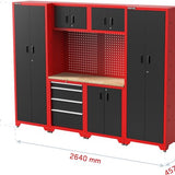 Feistos Juno 14 Gereedschapswand Hoog - 46x264x198 cm - Zwart/Rood