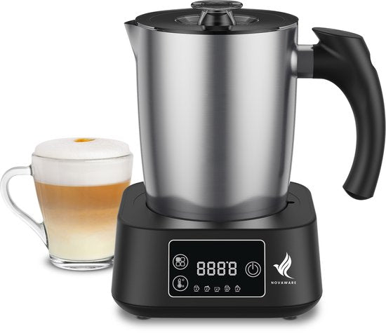 NovaWare Melkopschuimer met Schenktuit - Elektrisch – 5-in-1 Melkopschuimer Electrisch – Milk Frother - Melkschuimer Voor Melk – Melkklopper - RVS