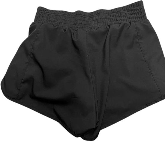 SparkNine Zipease short dames - dubbellaags - met zak - ritssluiting - korte sportbroek - S - zwart - elastische taille - sneldrogend - functioneel & comfortabel