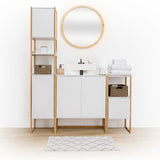 Toiletrolhouder Natureo met Reserverolhouder 33x20x80cm - Wit/Bruin