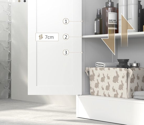 Badkamerkast met 2 Laden, 2 Deuren en open vak 30x60x109 cm - Wit