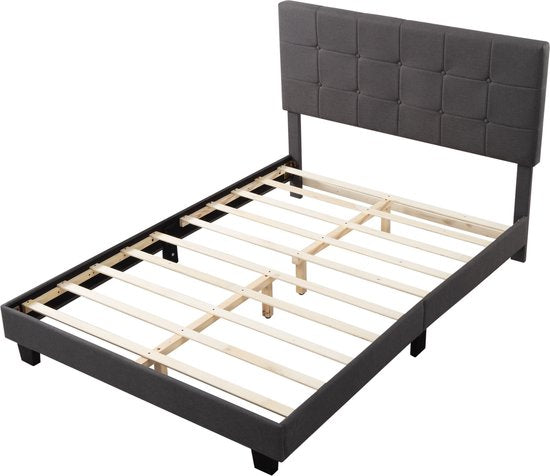 Bedombouw - Grijs - 147x206x110cm - Bedombouw met Hoofdbord - De perfecte combinatie van comfort en stijl voor je slaapkamer
