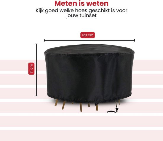 Tuinmeubelhoes Rond - Zwart - Beschermhoes voor je Tuinset - Tuinmeubelbeschermhoes