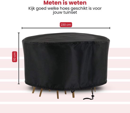 Tuinmeubelhoes Rond - Zwart - Beschermhoes voor je Tuinset - Tuinmeubelbeschermhoes