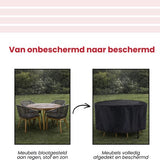 Tuinmeubelhoes Rond - Zwart - Beschermhoes voor je Tuinset - Tuinmeubelbeschermhoes