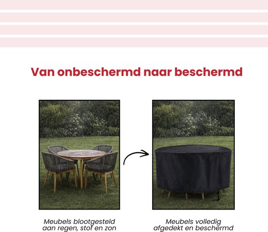 Tuinmeubelhoes Rond - Zwart - Beschermhoes voor je Tuinset - Tuinmeubelbeschermhoes