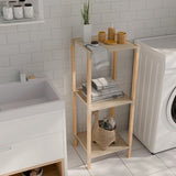 Fixwood Houten Modulaire Opbergrek – Massief Hout & Kunststof – Badkamerrek, Keukenrek of Plantenrek – 72 cm Hoog – Beige-Naturel