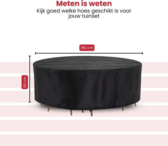 Tuinmeubelhoes Rond - Zwart - Beschermhoes voor je Tuinset - Tuinmeubelbeschermhoes
