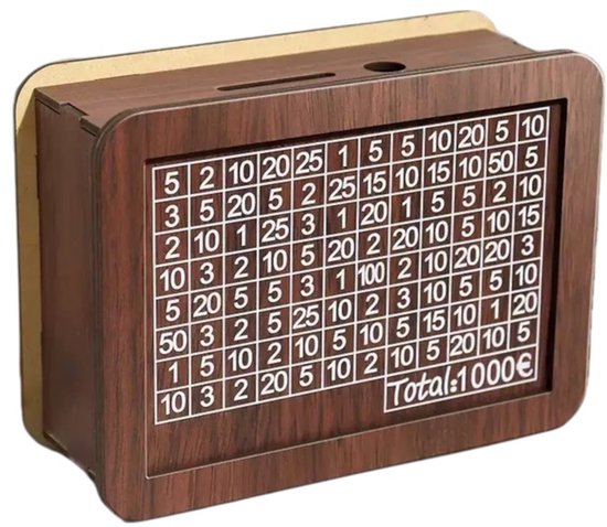 Spaarpot met €1000 Spaarchallenge – Transparante Voorzijde – Luxe Design – Motiverend Spaarhulpmiddel voor Volwassenen