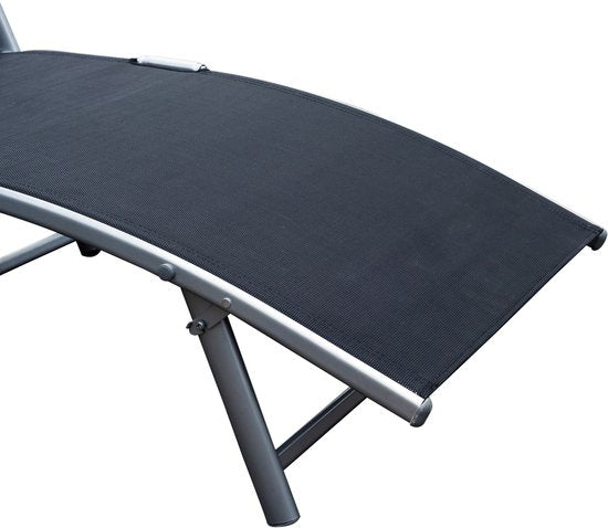 4goodz Comfortabele Zonnebed 7-standen - Textileen ligstoel - Zwart