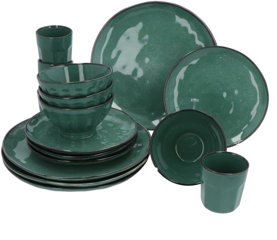 4goodz set 16 delig aardewerk - 4 persoons - Groen