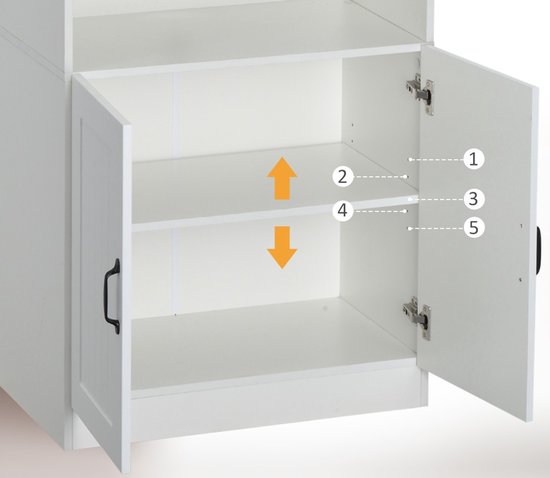 Keukenkast Voorraadkast Hoog met 2 open planken 40x70x170 cm - Wit