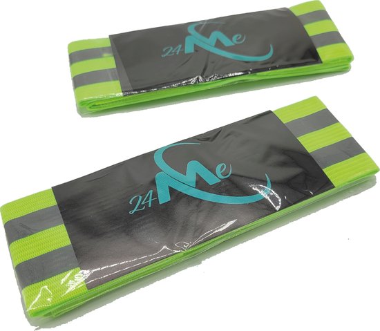 24ME® - 2 Stuks Reflecterende Elastieke Hardloop Band - Geel Veiligheidsband - Sportarmband