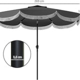 Kantelbare Parasol met Volant 269 cm doorsnede - Donkergrijs