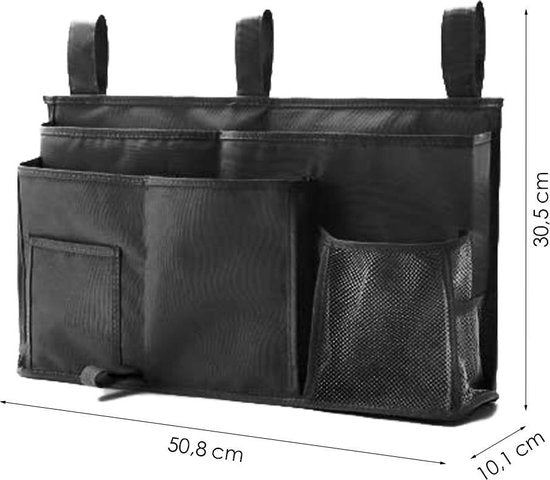 Bedside opslag zwart - Opbergzak voor naast bed - Bedside Pocket - Bed Organizer - 50,8 x 10,1 x 30,5 cm