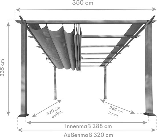 Paragon Outdoor - ST02003 - Paviljoen - Pergola - Partytent - 235 x 350 x 350 cm