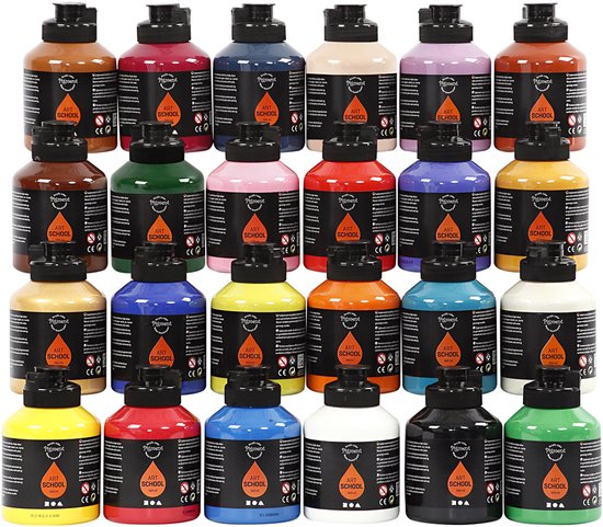 Pigment Art School, kleuren assorti, 24x500 ml
