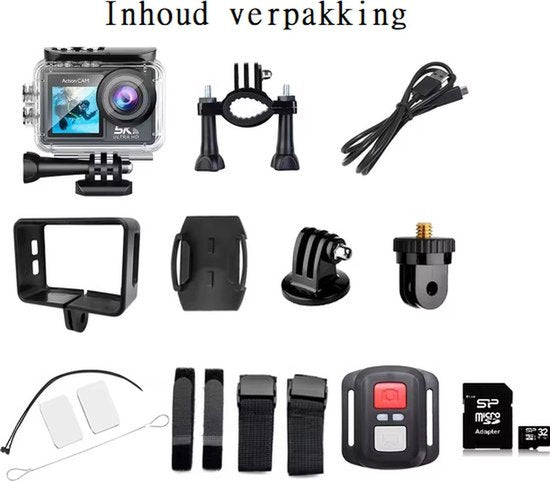 NovaWare Action Camera 5K - Vlog Camera - Onderwater Camera - Waterdicht tot 30M - Actie Camera - 24MP - Ultra 4K met 60 FPS - Beeldstabilisatie EIS - IMX sensor