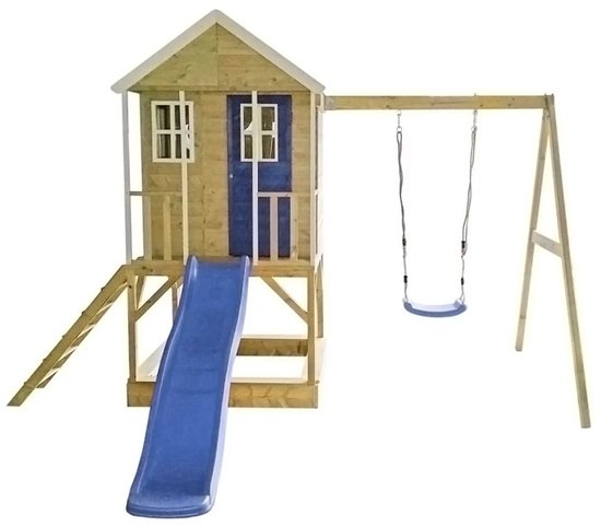 Wendi Toys Alpaca Speelhuis met Glijbaan, Schommel en zandbak WTM10 Blauw