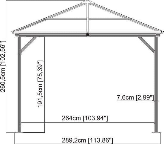 Sojag - SJ02200 - Paviljoen - Pergola - Partytent - 261 x 296 x 296 cm