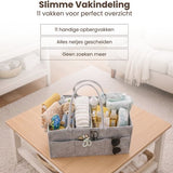 Luiertas Vilt - Grijs - Vilt - 32 x 22 x 19 cm - Luier Organizer - Draagbare Organiser met Handige Vakken - Verzorgingstas