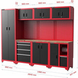 Feistos Gereedschapswand Hoge kast Juno 3- 46x264x198 cm - Zwart/Rood