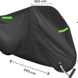 Motorhoes - Waterafstotend - 245 x 125 cm - Zwart met Groene Reflectie - Motorhoes Waterafstotend Buiten - Motorhoes