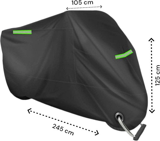 Motorhoes - Waterafstotend - 245 x 125 cm - Zwart met Groene Reflectie - Motorhoes Waterafstotend Buiten - Motorhoes