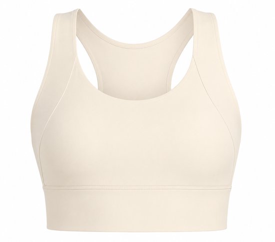 SparkNine Coreshield sportbeha - met ingebouwde pads - XL - ivory - push-up sport-bh - high impact ondersteuning - push-up - ademend