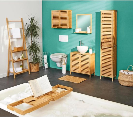 Sicela Wastafelonderkast met Uitsparing - 28x60x80 cm - Wastafelmeubel Bamboe