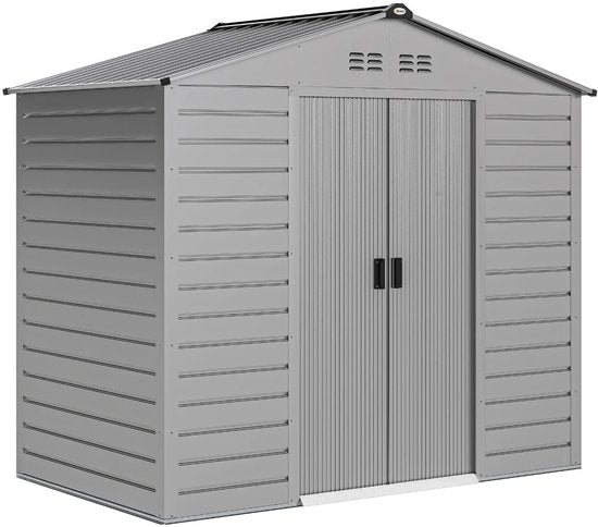 Tuinhuis van Weerbestendig Metaal - afsluitbare schuifdeur 213x131x192 cm - grijs