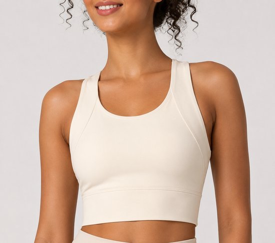 SparkNine Coreshield sportbeha - met ingebouwde pads - XL - ivory - push-up sport-bh - high impact ondersteuning - push-up - ademend