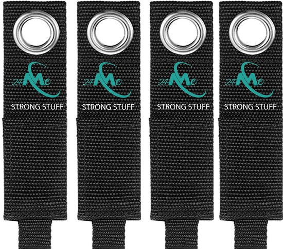 24ME® 4x Heavy Duty Storage Strap - M - Kabelbinders met Ring - Sterk Klittenband - Organizers - Slijtvast