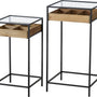 Set 2 Bijzettafels Tripoli Zwart metaal/glas 35x68 en-43x83 cm