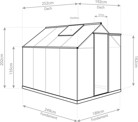 Westmann Aluminium kas Flora 68 - Zilver - 252x192x201cm